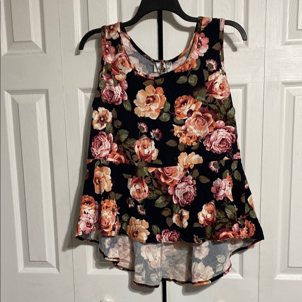 Caren Sport floral stretch peplum top blouse shirt size 3X